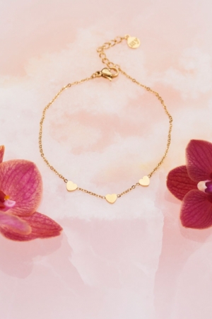 Armband met 3 hartjes Goud ONE goud