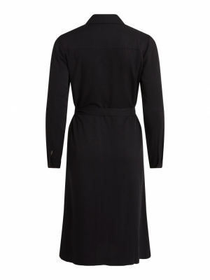 VIDANIA BELT L-S SHIRT DRESS-S Black