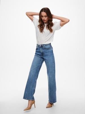 ONLJUICY HW WIDE LEG REA365 N Medium Blue Den