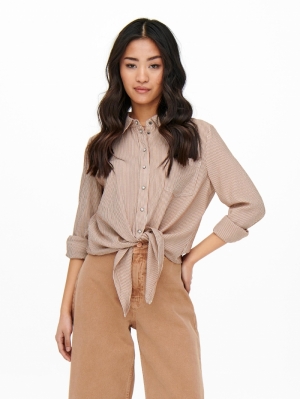 ONLLECEY LS KNOT SHIRT NOOS WV Toasted Coconut