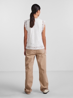 PCOLLINE SL LACE TOP NOOS BC Cloud Dancer