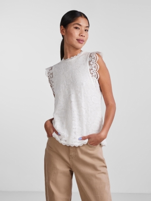 PCOLLINE SL LACE TOP NOOS BC Cloud Dancer