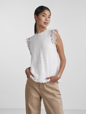 PCOLLINE SL LACE TOP NOOS BC Cloud Dancer