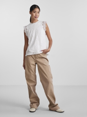 PCOLLINE SL LACE TOP NOOS BC Cloud Dancer
