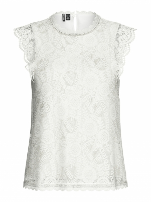 PCOLLINE SL LACE TOP NOOS BC Cloud Dancer