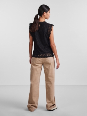 PCOLLINE SL LACE TOP NOOS BC Black