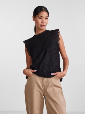 PCOLLINE SL LACE TOP NOOS BC Black