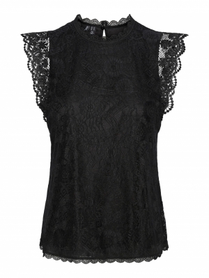 PCOLLINE SL LACE TOP NOOS BC Black