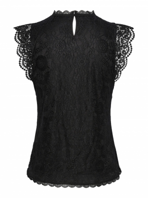 PCOLLINE SL LACE TOP NOOS BC Black