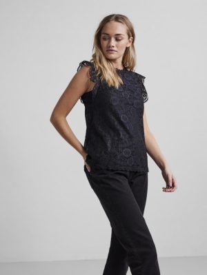 PCOLLINE SL LACE TOP NOOS BC Black