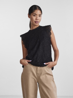 PCOLLINE SL LACE TOP NOOS BC Black
