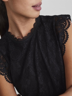 PCOLLINE SL LACE TOP NOOS BC Black