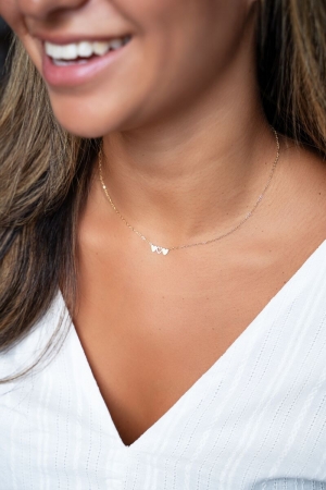 Necklace set 3 hearts Goud
