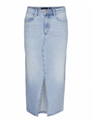 VMVERI HR CALF DENIM SKIRT GA Light Blue Deni