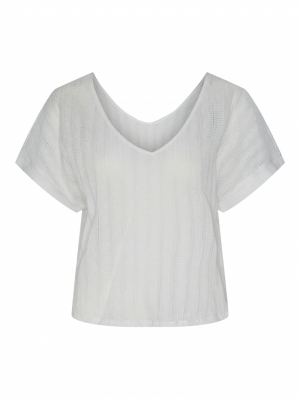 PCAFIE SS REVERSIBLE LACE TOP Bright White