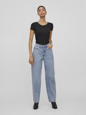VIKELLY JAF HW STRAIGHT JEANS- Light Blue Deni