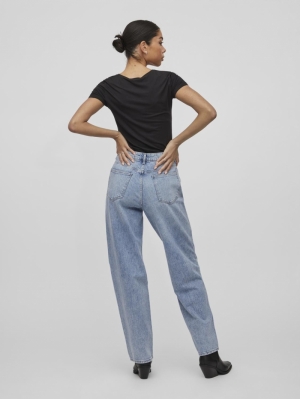 VIKELLY JAF HW STRAIGHT JEANS- Light Blue Deni