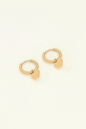 Earring with heart goud