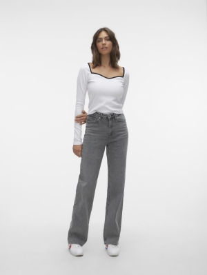 VMTESSA HR WIDE JEANS RA206 GA Medium Grey Den