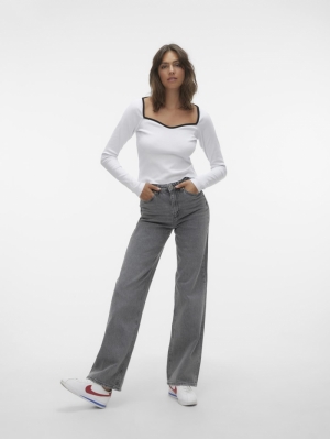 VMTESSA HR WIDE JEANS RA206 GA Medium Grey Den