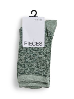 PCSEBBY GLITTER LONG AOP SOCKS Castor Gray/DAR