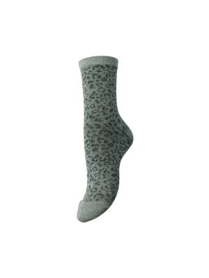 PCSEBBY GLITTER LONG AOP SOCKS Castor Gray/DAR