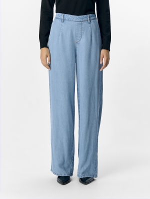 OBJFRAME LISA WIDE MW PANTS NO Light Blue Deni