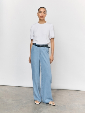 OBJFRAME LISA WIDE MW PANTS NO Light Blue Deni