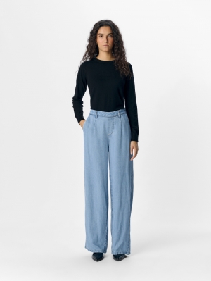 OBJFRAME LISA WIDE MW PANTS NO Light Blue Deni