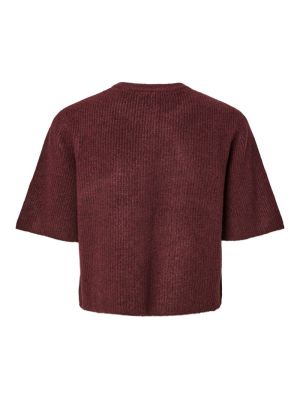 PCSILLY SS O-NECK KNIT CARDIGA Tawny Port/MELA