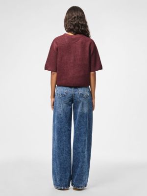 PCSILLY SS O-NECK KNIT CARDIGA Tawny Port/MELA