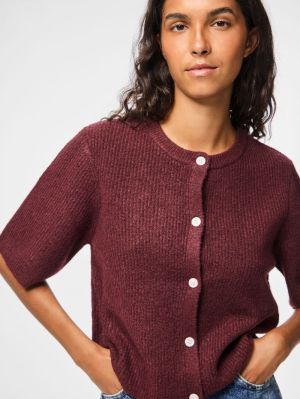 PCSILLY SS O-NECK KNIT CARDIGA Tawny Port/MELA