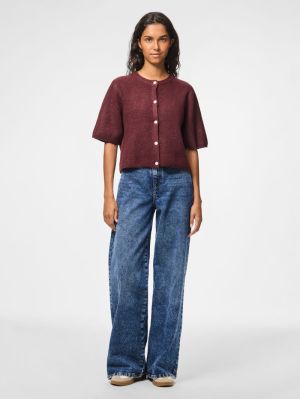 PCSILLY SS O-NECK KNIT CARDIGA Tawny Port/MELA