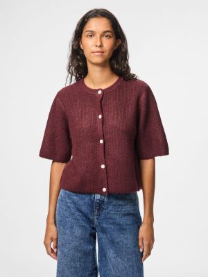 PCSILLY SS O-NECK KNIT CARDIGA Tawny Port/MELA