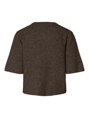 PCSILLY SS O-NECK KNIT CARDIGA Hot Fudge/MELAN