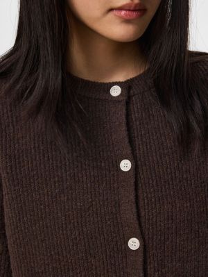 PCSILLY SS O-NECK KNIT CARDIGA Hot Fudge/MELAN