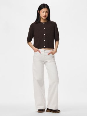 PCSILLY SS O-NECK KNIT CARDIGA Hot Fudge/MELAN