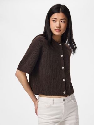 PCSILLY SS O-NECK KNIT CARDIGA Hot Fudge/MELAN