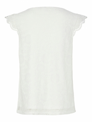 PCOLLINE SL LACE V-NECK TOP WV Cloud Dancer
