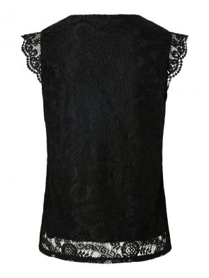 PCOLLINE SL LACE V-NECK TOP WV Black