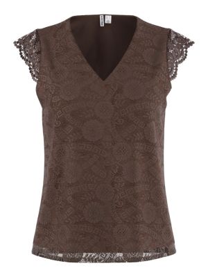 PCOLLINE SL LACE V-NECK TOP WV Hot Fudge