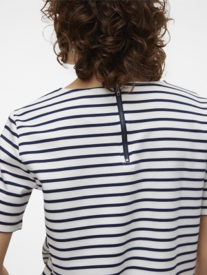 VMABBY SS ZIP TOP JRS NOOS Snow White/NAVY