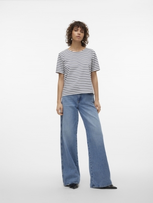 VMABBY SS ZIP TOP JRS NOOS Snow White/NAVY