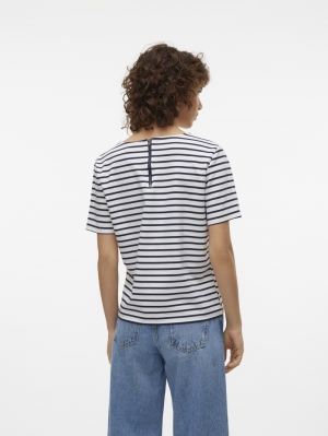 VMABBY SS ZIP TOP JRS NOOS Snow White/NAVY