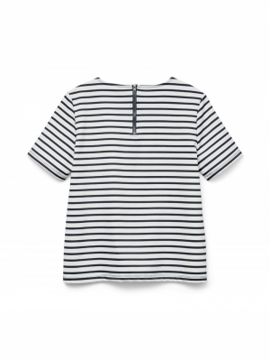 VMABBY SS ZIP TOP JRS NOOS Snow White/NAVY