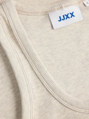 JXFRIDA SL U-NECK TOP JRS NOOS Oatmeal/Melange