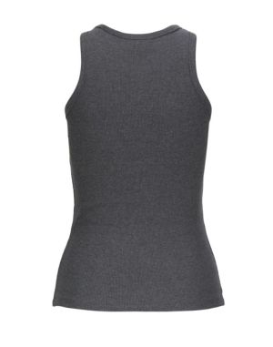 JXFRIDA SL U-NECK TOP JRS NOOS Dark Grey Melan
