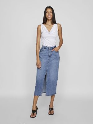 VIJAF HW MIDI DENIM SKIRT-NOOS Medium Blue Den