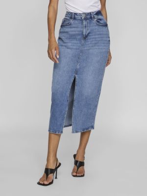 VIJAF HW MIDI DENIM SKIRT-NOOS Medium Blue Den