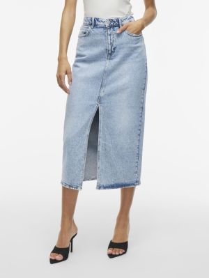 VIJAF HW MIDI DENIM SKIRT-NOOS Light Blue Deni